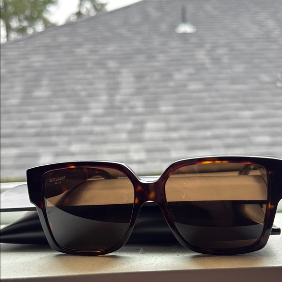 NWC SAINT LAURENT Acetate Square Sunglasses Frame brown 55-16-140 made France - Picture 4 of 13